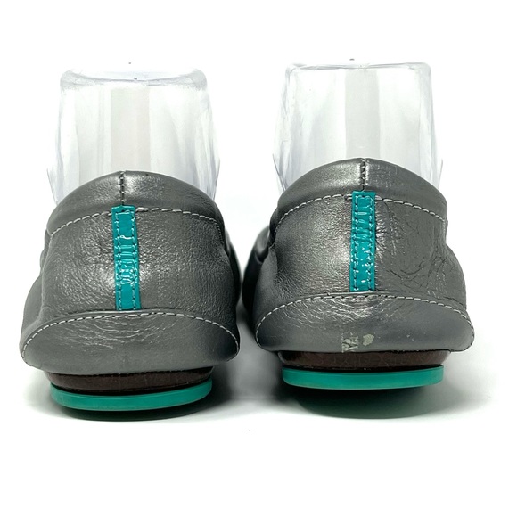 Tieks Metallic Pewter Silver Leather Ballet Flats Size 8 - Picture 4 of 9
